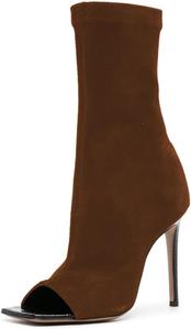 Женские модные ботильоны с открытым квадратным носком, боковой молнией, на высоком каблуке-стилетто, стильные для вечеринки, свидания, размеры 4-16 US Wansseny, Dark Brown
