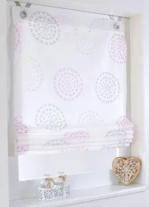 Римская штора , люверсная штора Bella, выжженный белый рисунок в виде круга, в комплекте крючки для окон, 80 x 140 см Kutti