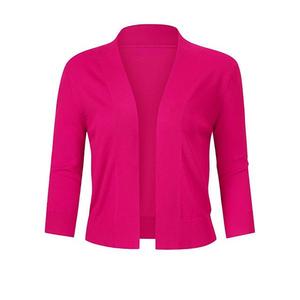 Женский укороченный кардиган 3/4 рукава с открытой передней частью Green Elysium, Rose Red