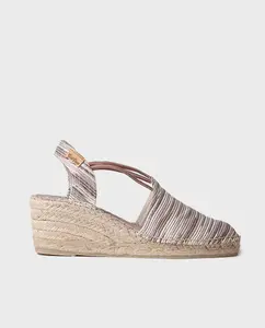 Женские эспадрильи на танкетке из полосатой ткани на резинках Toni Pons, коричневый