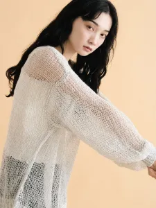 Прозрачная трикотажная ткань с эффектом мохера