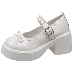 Туфли Мэри Джейн на массивном каблуке для женщин WUJI, Beige