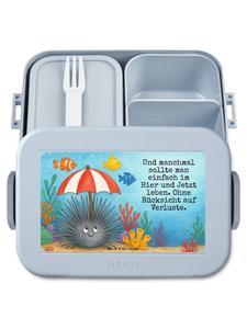 Mr. & Mrs. Panda Ланчбокс с изображением морского ежа и надписью пастельно-голубого цвета