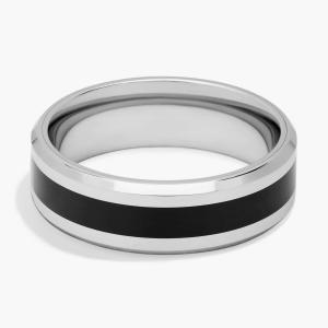Обручальное кольцо с черной керамической вставкой по центру из кобальта (7 мм) Blue Nile