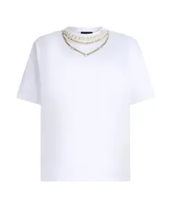 Футболка с круглым вырезом, украшенная жемчугом Liu Jo, белый