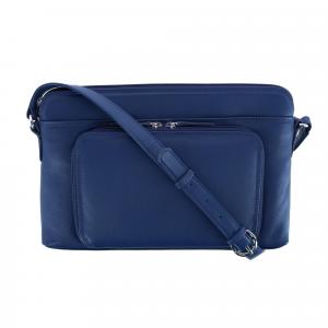 Женская кожаная сумка-кошелек через плечо с боковым органайзером (увеличенная версия) CTM, цвет classic navy
