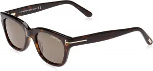 Солнцезащитные очки Tom Ford прямоугольной формы TF237 Snowdon 52N Dark Havana 52mm FT0237, Gold