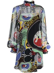 Платье-трапеция с цветочным принтом Moschino, черный