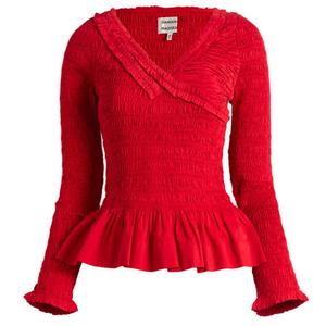 Блузка из хлопка со сборками Suri Damson Madder, красный