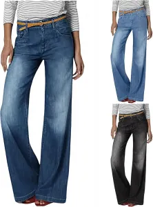 Женские джинсы wide leg с высокой посадкой, прямые, свободного кроя