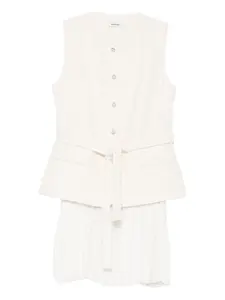 Плиссированное платье мини с пайетками SANDRO, нейтральный