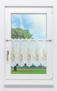 Занавеска для кафе из кружева Plauen - Floral Dreams (Ш x В) 128,00 см * 45 см, желтый/бледно-желтый Plauener Spitze