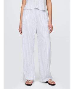 (W) Брюки с широким низом из льняной смеси