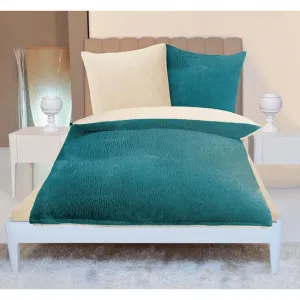 Двустороннее постельное белье Gözze» очень пушистое по размеру. 135х200 или 155х220 см", флис уютный и теплый зимой, постельное белье двустороннее, цвет petrol/wollweiß