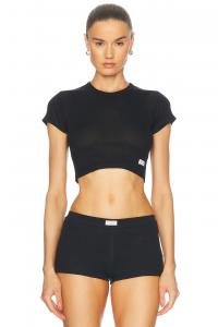 Укороченный топ с короткими рукавами Crystal Hotfix Alexander Wang, черный