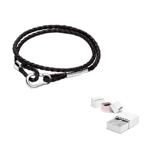 Pandora Браслет Moments Brown Braided Double Leather