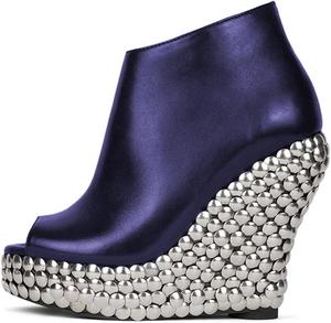 Женские стильные ботильоны FSJ с открытым носком на высокой танкетке, заклепками, платформой и боковой молнией, модная обувь для вечеринок и концертов, размеры 4-16 US, Blue