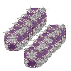 ABAKUHAUS Сиреневые подушки для обеденного стула, винтажная декоративная водонепроницаемая подушка с цветочными лепестками и ремнями для кухонных сидений, 40 см x 40 см — упаковка из 12 шт., земляно-желтый фиолетовый