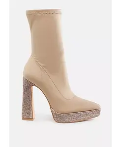 Kasuti Lycra сапоги-ботфорты с отделкой стразами для женщин London Rag, загар/бежевый