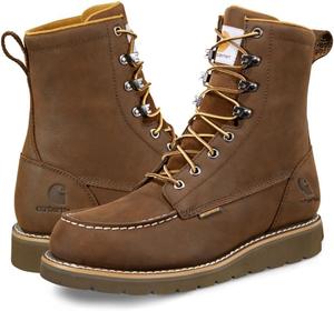 Мужские водонепроницаемые ботинки Carhartt Moc с мягким носком и танкеткой высотой 8 дюймов, Chocolate Brown Oil Tanned