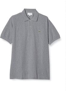 Мужская рубашка-поло Lacoste, L1264, классическая рубашка-поло с коротким рукавом (меланжевая пряжа) , темный пепел