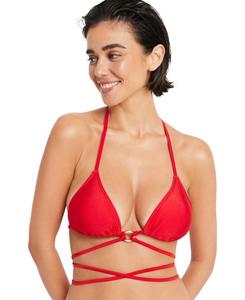 Размеры бюстгальтера для женского купальника-бикини с блестящими бретелями и треугольным вырезом LSCN by LASCANA, Red