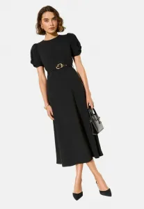 Платье повседневное, прямого кроя, с короткими рукавами и сборками. Friends Like These, Black