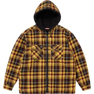 Рубашка FW25 WEEK10 Lined Zip Up Hooded Flannel Shirt Unisex Supreme, желтый