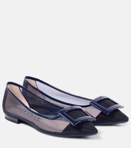 Гомметтиновые балетки из сетки Roger Vivier, U801(Blu)+U800(Blu Chiaro)
