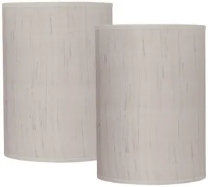 Комплект из 2 цилиндрических абажуров цвета слоновой кости, маленький, 20 см сверху x 20 см снизу x 28 см высотой, сменный держатель для плафона и навершие Springcrest