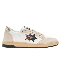 Белые кожаные кроссовки с бежевыми, черными и леопардовыми деталями. 2Star, мультиколор