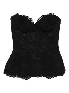 Топ-бюстье с кружевной отделкой Costarellos, черный