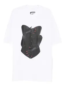 Мини-платье-футболка с принтом корсета HAMZA, белый