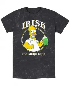 Мужская футболка с коротким рукавом Irish You Were Beer The Simpsons, черный