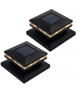Комплект из 2 уличных солнечных светильников на столбы для сада, декоративный элемент, устойчивый к погодным условиям Maggift, черный