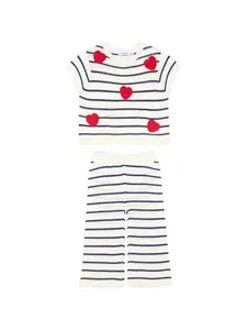 Комплект из брюк в полоску с декором в виде сердца Mayoral, бежевый