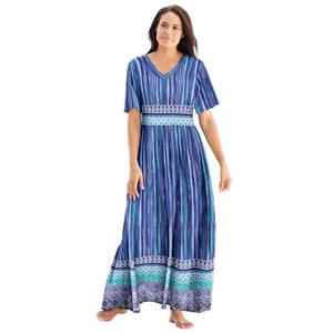 Длинный мятый хлопковый шезлонг только для женщин больших размеров Only Necessities, цвет Blue Violet Geo