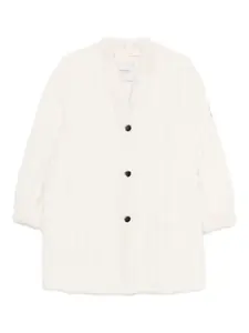 Однобортное пальто с косой вязкой и пуговицами ERMANNO FIRENZE, белый