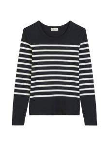 Marc O'Polo Полосатая приталенная футболка с длинными рукавами темно-синего цвета