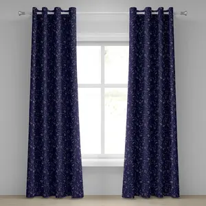 Шторы на люверсах ABAKUHAUS Астрология, узор с гороскопом и созвездиями, космическое галактическое движение, декоративные двухпанельные шторы, 280 см x 175 см, цвет индиго, серый, белый Abakuhaus