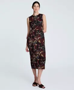 Женское платье миди с принтом и боковыми перекрутами без рукавов Kenneth Cole, мультиколор