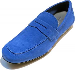 Мужские лоферы-мокасины Ferragamo Penny из синей замши (Salvatore)