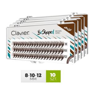 Микс ресниц BeShaped Brown 8/10/12 мм, изгиб B, 10D, упаковка из 10 шт. Clavier