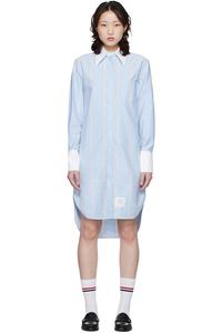 Thom Browne Синее мини-платье с преувеличенно большим, свободным кроем и острым воротником