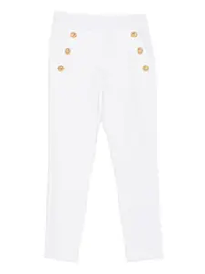 Брюки с декоративными пуговицами Balmain Kids, белый