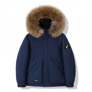 Пуховик Unisex с меховым воротником утепленный парка VanCamel, темно-синий