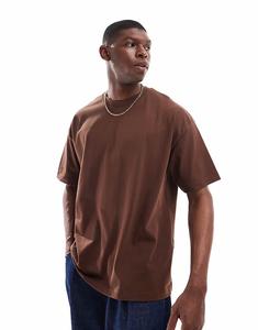 Плотная футболка оверсайз коричневого цвета Asos Design