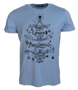 Элегантная светло-голубая хлопковая футболка Dolce & Gabbana