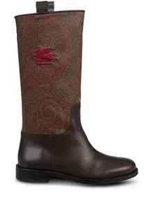 Жаккардовые ботинки с узором пейсли Etro Kids, коричневый