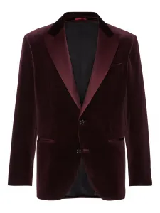 Однобортный бархатный пиджак Brunello Cucinelli, красный